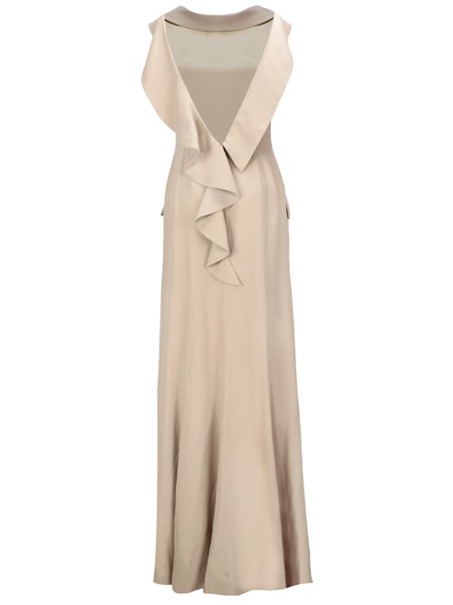 Beige crepe texture woman dress Alberta Ferretti | AF044416180018